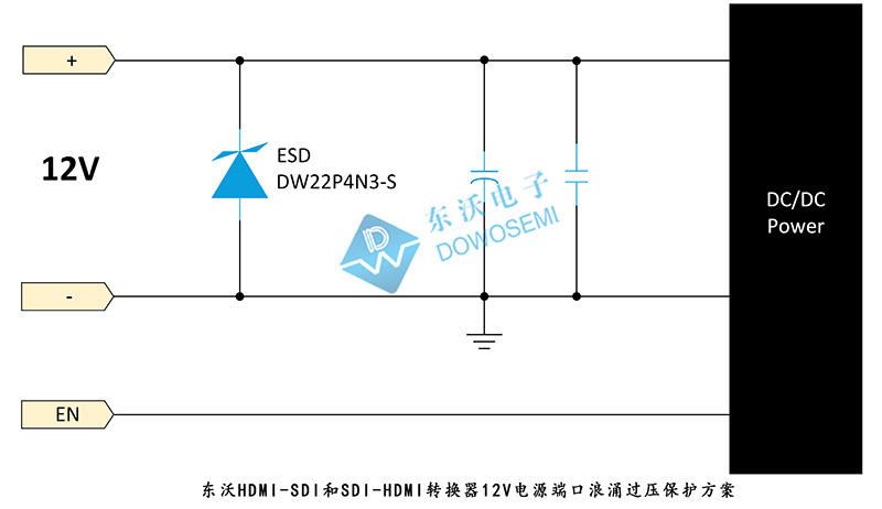 東沃HDMI-SDI和SDI-HDMI轉換器12V電源端口浪涌過壓保護方案.jpg